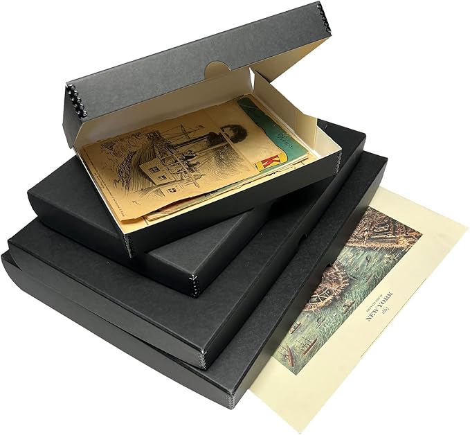 Lineco 9x12 Black Clamshell Archival Folio Storage Box, Acid-Free - Image 8