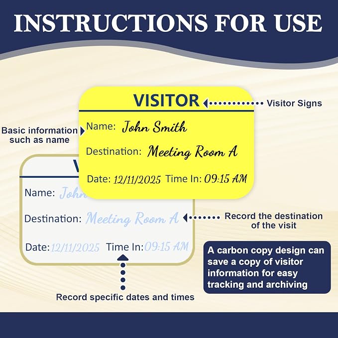 3 Pack of 900 Visitor Badges Stickers Visitor Log Book - Image 5