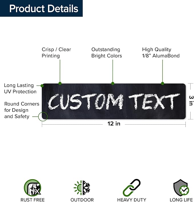 Custom Sign, Custom Street Sign, 11 Font Colors, 13 Font Styles, 4 Hole Options - Image 6