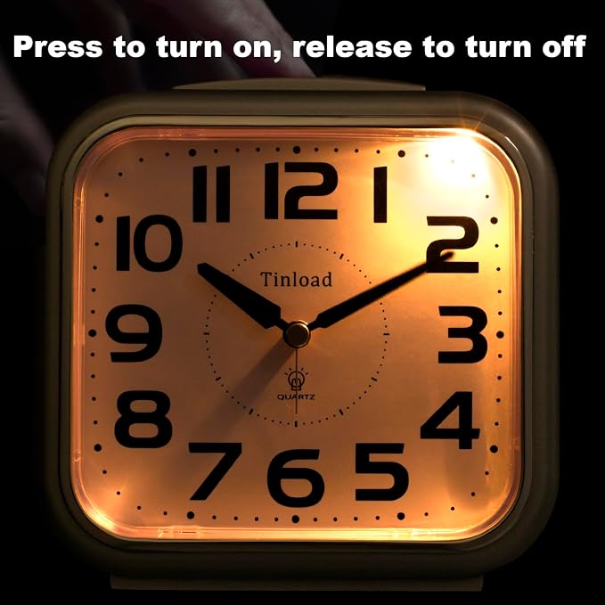 Tinload 5.5" Large Analog Alarm Clock Silent Non Ticking, Gentle Wake, Beep - Image 6