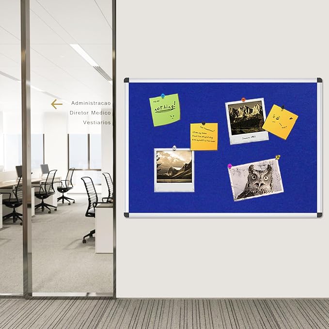 VIZ-PRO Notice Board Felt Blue, 36 X 24 Inches - Image 7