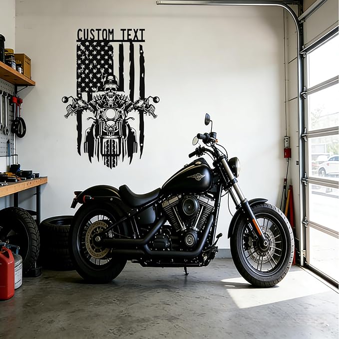 Custom US Flag Motorcycle Metal Sign Personalized Biker Name Signs Custom - Image 8