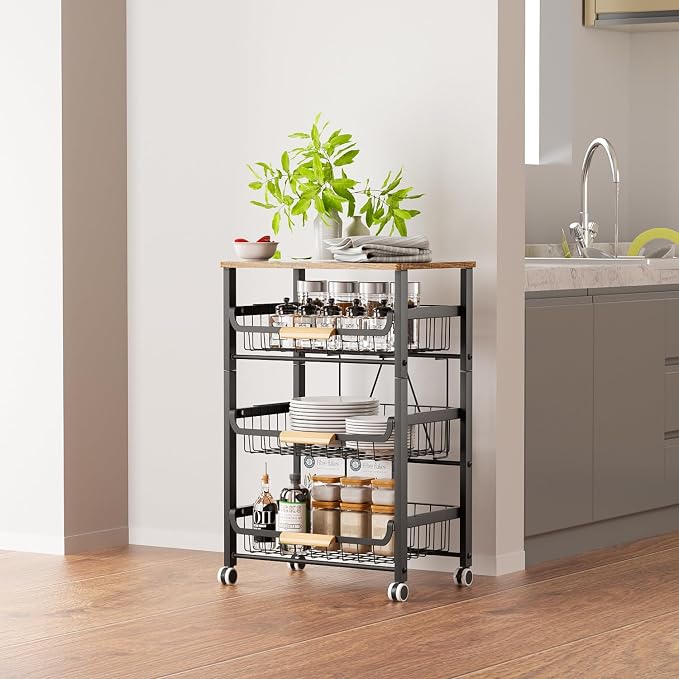 NiuYichee 4-Layer Fruit Basket Kitchen Food Organizer and Rack, Stackable - Image 2