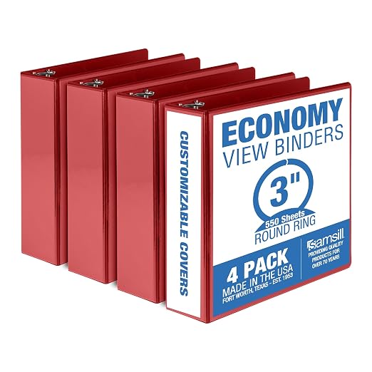 Samsill 3 Inch 3 Ring Binders, Made in USA, Economy Round Ring, 550 Sheet by Samsill