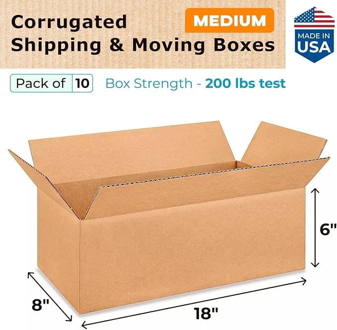 Medium Shipping & Moving Boxes 18x8x6 inches - Image 2