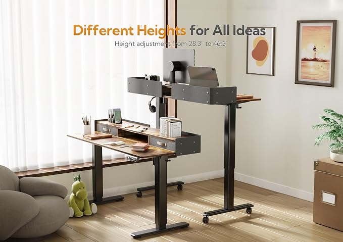 Claiks Standing Desk with Drawers, Adjustable Stand Up Electric Standing Desk - Image 9
