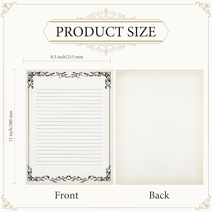 Sabary 200 Sheets Lined Stationary Writing Paper 8.5 x 11 Inch Fancy Vintage - Image 2