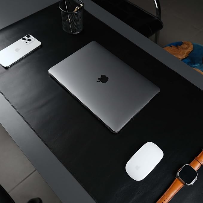 TORONATA Jersey Genuine Calfskin Leather Desk Pad, Office Desk Mat by TORONATA