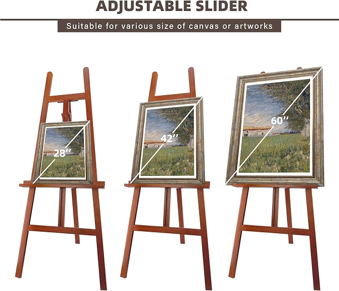 Stuelloaf Large A-Frame Wooden Painting Display Walnut Easel, Large Adjustable - Image 6