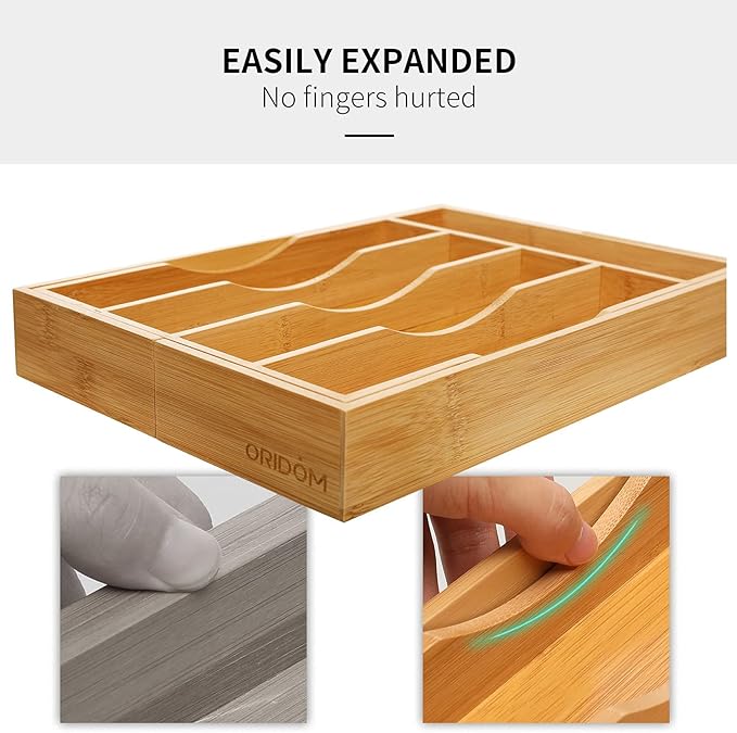 oridom Expandable Bamboo Kitchen Drawer Organizer - Image 5