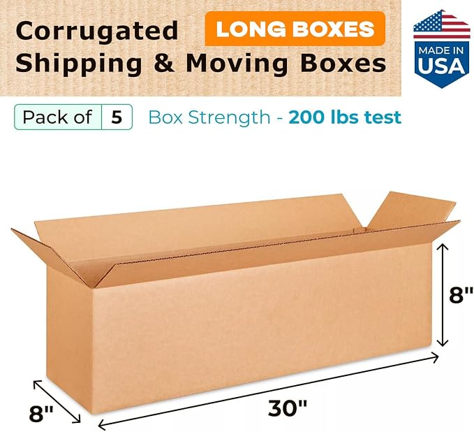 Long Shipping & Moving Boxes 30 x 8 x 8 inches - Image 2