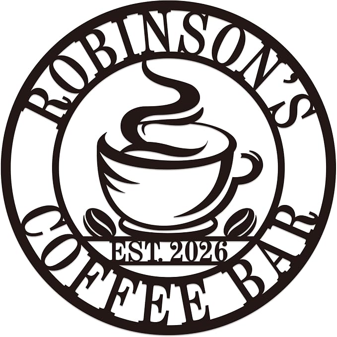 Personalized Coffee Bar Metal Sign, Custom Name Wall Art by HZYCYYFC