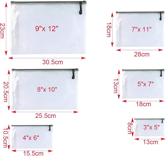 Oaimyy-8 * 10 inchs-18 Pcs-Plastic Mesh Zipper Pouch Document Folders Bag Zip - Image 4