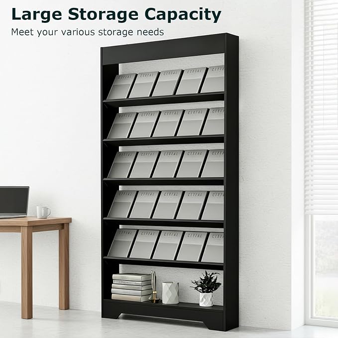 LHIUGE 4-Layer Brochure Display Rack, Freestanding Wooden Magazine Rack - Image 5