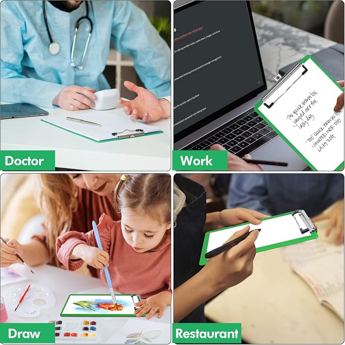 TFDLCG zm Green Clipboard with Pen Holder, Plastic Clipboard Standard Letter A4 - Image 7