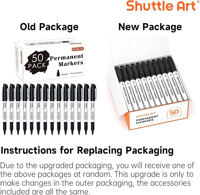 Shuttle Art Permanent Markers, 50 Pack Black Permanent Marker set, Fine Point - Image 8