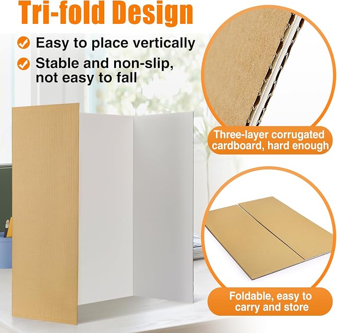 8 PCS Trifold Poster Board- Extra Large 48" x 36" Tri Fold Display Board Hard & - Image 4