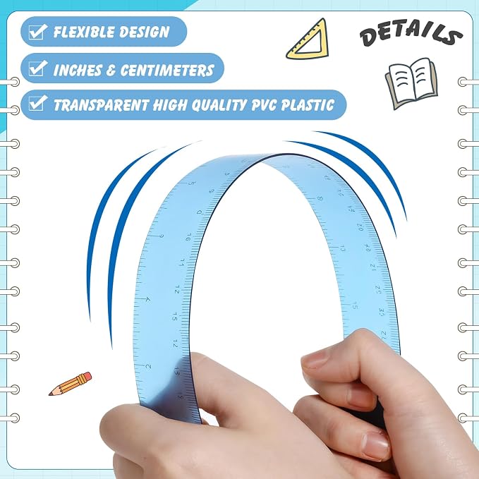 ForraFun 120 Pcs 12 Inch Plastic Ruler Bulk Colorful Transparent Ruler - Image 3
