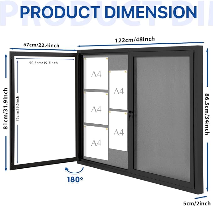 SWANCROWN Enclosed Bulletin Board 48x36in, Outdoor Bulletin Board Weatherproof - Image 2