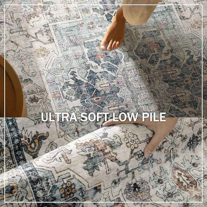 Area Rugs 9x12 Living Room: Washable Bedroom Rug Non Slip Boho Large Carpet