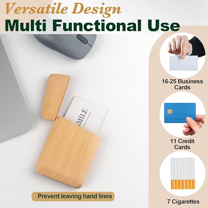 Yookin Wood Business Card Holder Wooden Magnetic Business Card Case Portable - Image 4
