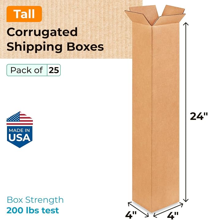Tall Moving & Shipping Boxes 4"L x 4"W x 24"H - Image 2