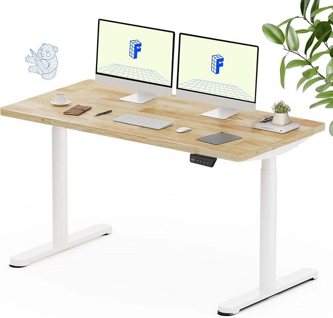 FLEXISPOT Solid Rubberwood Electric Standing Desk by FlexiSpot
