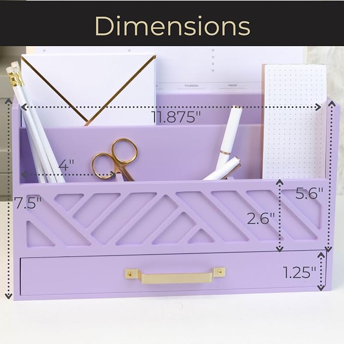 BLU MONACO Purple Mail Organizer Countertop | Wooden Desk Storage - Image 6
