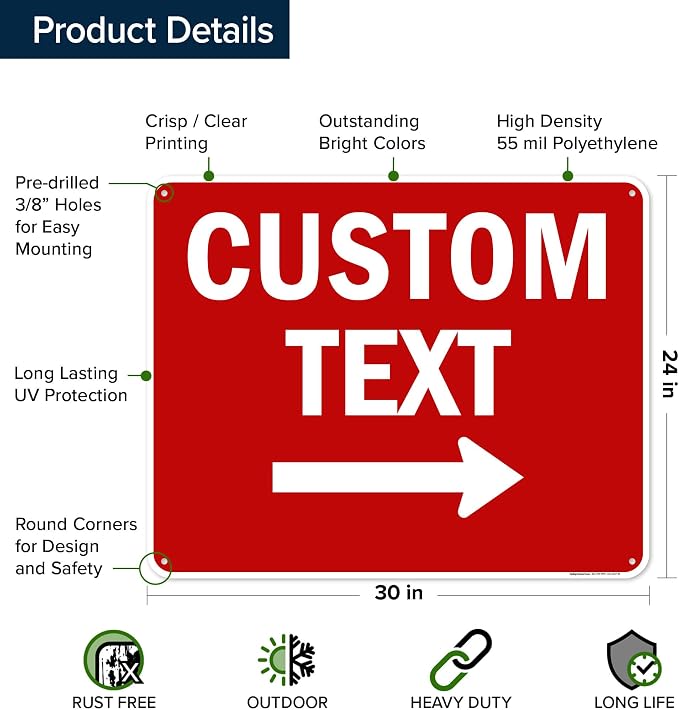 Custom Arrow, Custom Directional Sign, Right Arrow, 24x30 Inches, 55 mil thick - Image 6