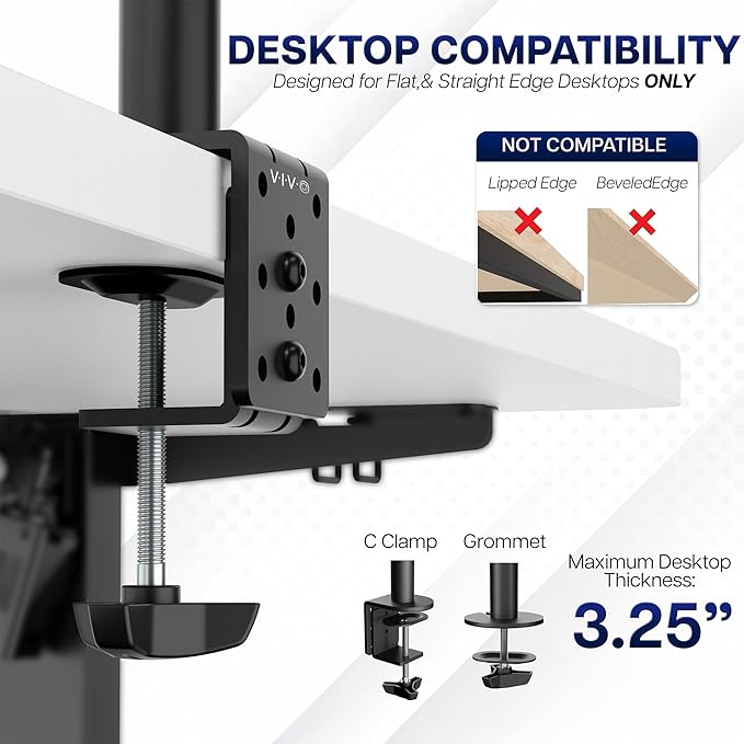 VIVO Dual Ultrawide Monitor Desk Mount, Heavy Duty Fully Adjustable Steel Stand - Image 6