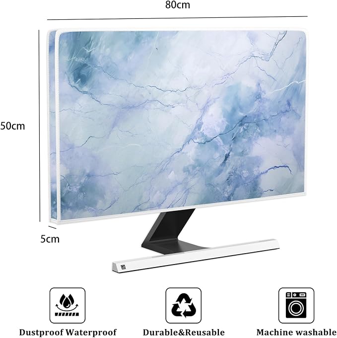 Baocicco Fashion Haze Blue Marble Screen TV Cover 32 Inch Full Body Cover - Image 2