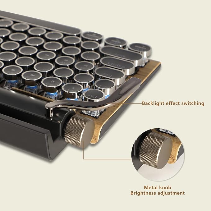 Adventurers Typewriter-Style Retro Mechanical Keyboard LED Backlight 83 Keys - Image 2