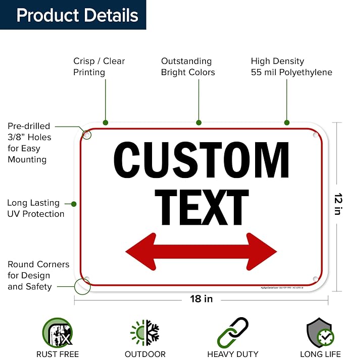 Custom Arrow, Custom Directional Sign, Two Way Arrow, 12x18 Inches, 55 mil - Image 6