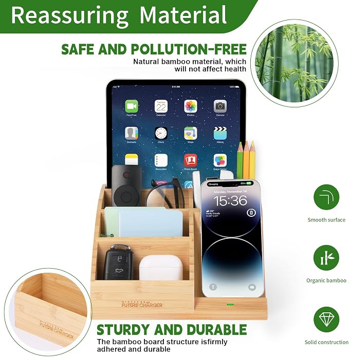 Bamboo Pen Holder for Desk & Nightstand Organizer - Image 7