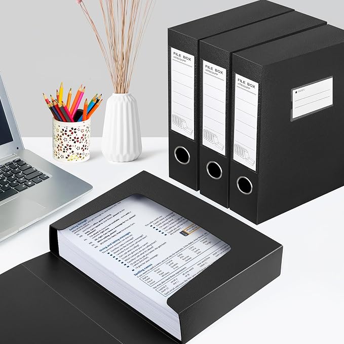 HUA JIE 2 Pack A4 Storage File Boxes Archives Case, 65mm Spine, Box File - Image 4