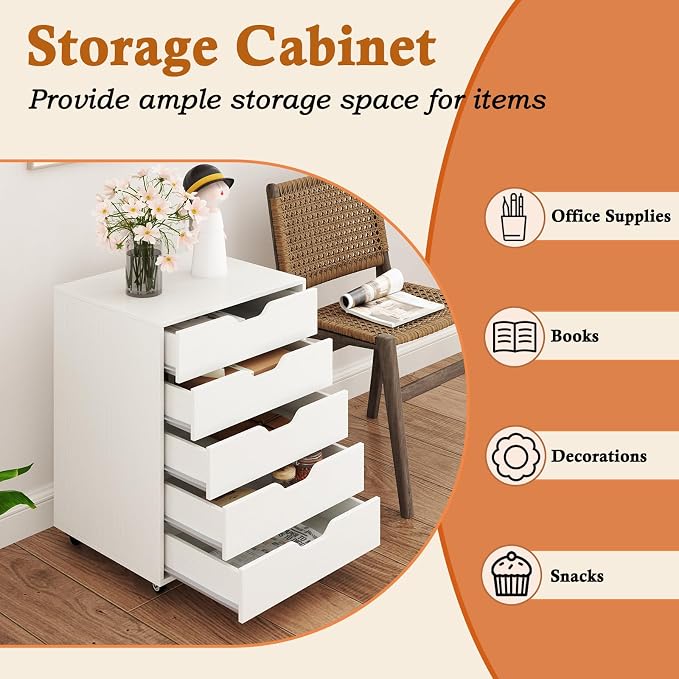 Giantex 5-Drawer Mobile Storage Cabinet - Image 5