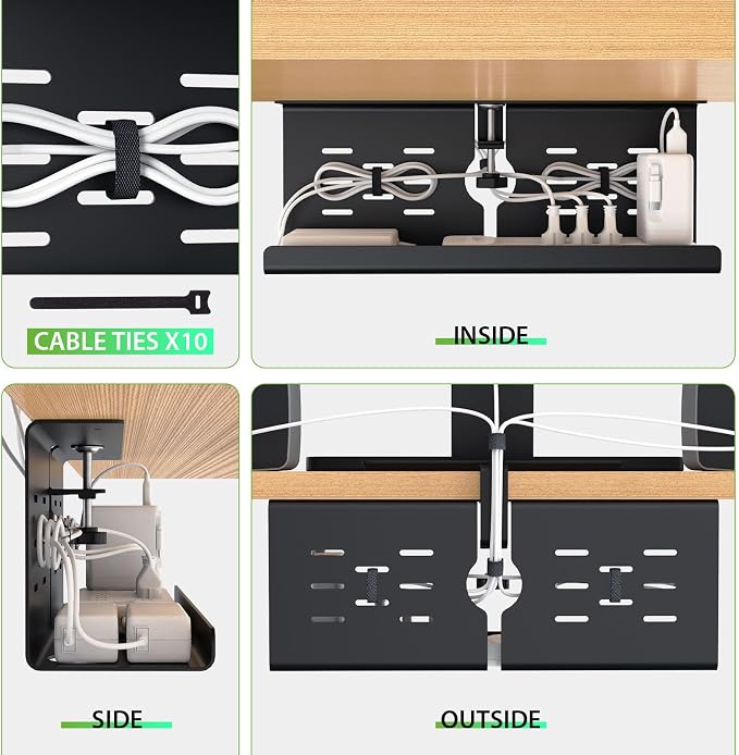 KEEGH 16" Under Desk Cable Management Tray, Desk Cord Organizer Upgrade Capacity - Image 8
