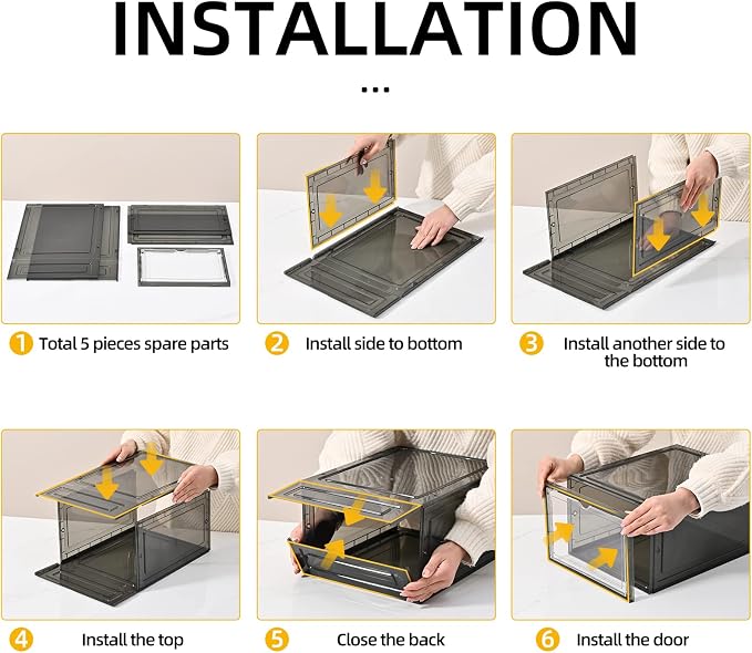 KEFA XL Shoe Storage Box, 6 PACK Shoe Boxes Clear Plastc Stackable Organizer - Image 6