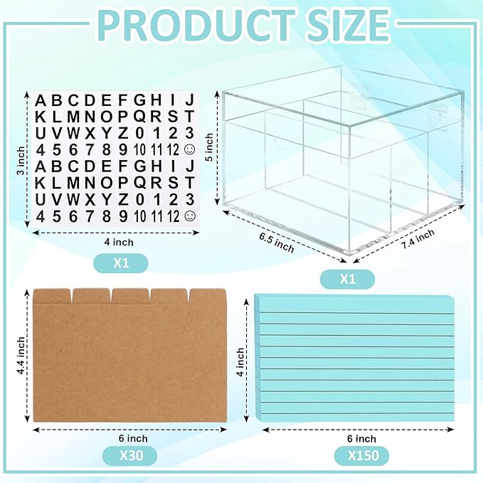 4x6 Index Card Holder Acrylic Index Card Organizer Clear Index Card Box Flash - Image 2