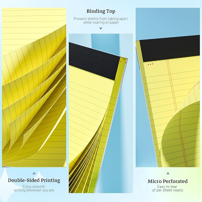 Yellow Legal Pad, 8.5 x 11 College Ruled Notepad, 12 Pack Legal Notepads 8.5 x - Image 3