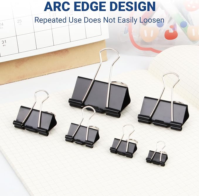 72 PCS Medium Binder Clips – 1.6Inch Heavy Duty Black Metal Paper Clamps - Image 6