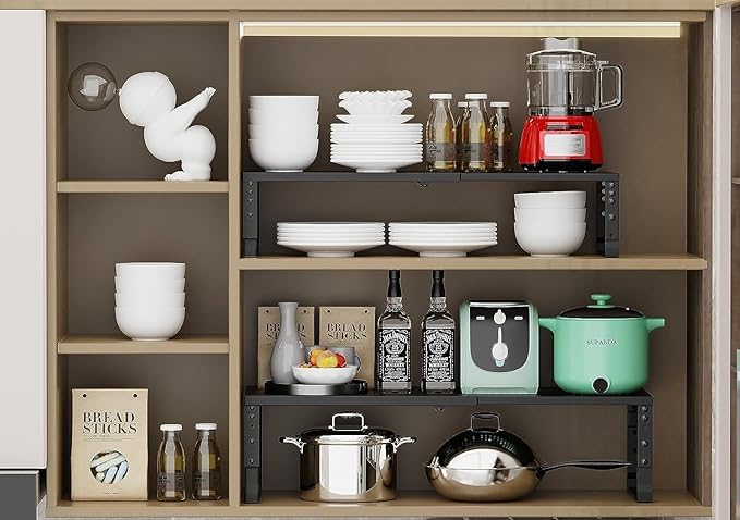 Jojocross Expandable Cabinet Shelf Organizer Storage Spice Rack Shelves - Image 2