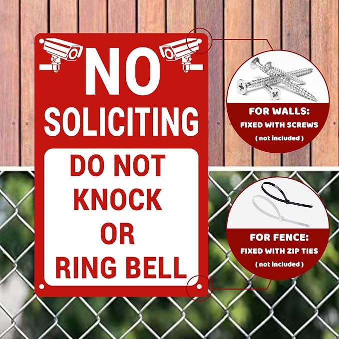 No Soliciting Sign for House/Home, Metal Yard Sign for Front Door, Perfect - Image 3