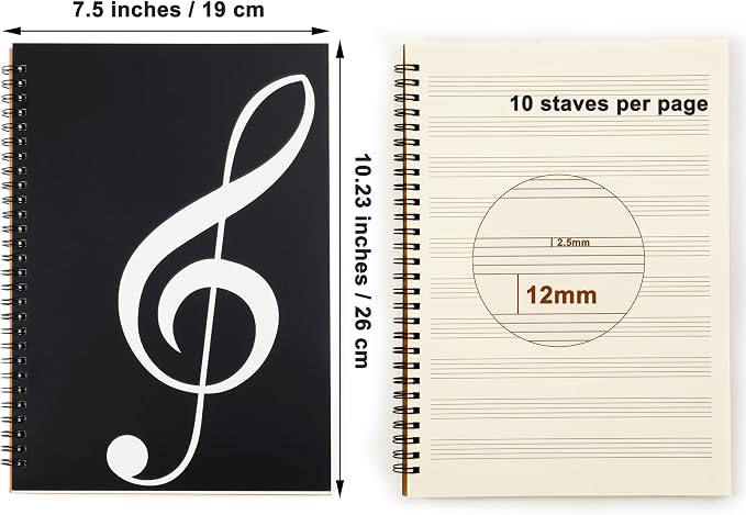 MoHern Blank Sheet Music Notebook, 160 Pages Composition Staff Paper Notebook 2 - Image 5
