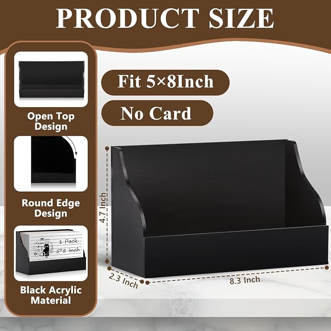 SHIQIKEJIPTY 5X8 Index Card Holder Acrylic Black Note Card Holder Index Card - Image 2