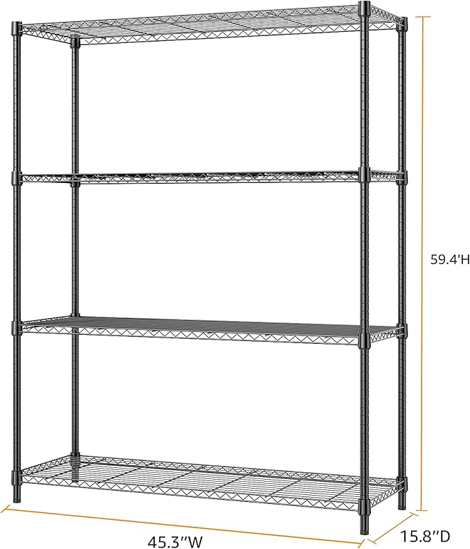 M MZG 1400 lbs 4 Tier Storage Rack Metal Wire Shelving Unit, Storage Standing - Image 3