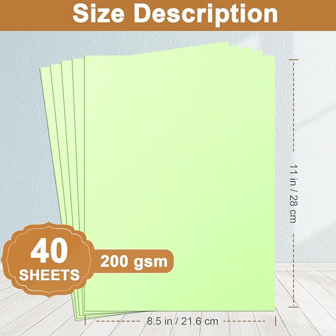 Silunkia 40 Sheets Light Green Cardstock 8.5 x 11 Craft Paper, 75lb Premium - Image 2