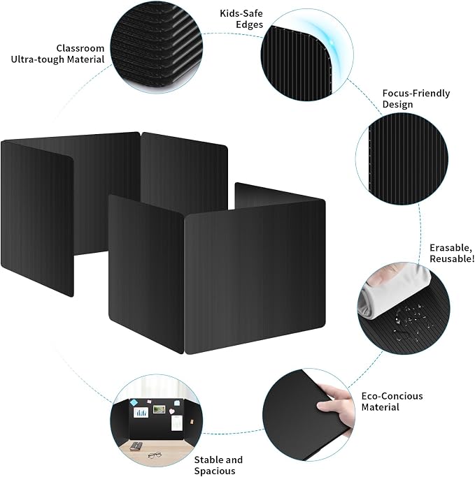 30 Pack Black Desk Dividers for Students, Privacy Shields Folder for Students - Image 3
