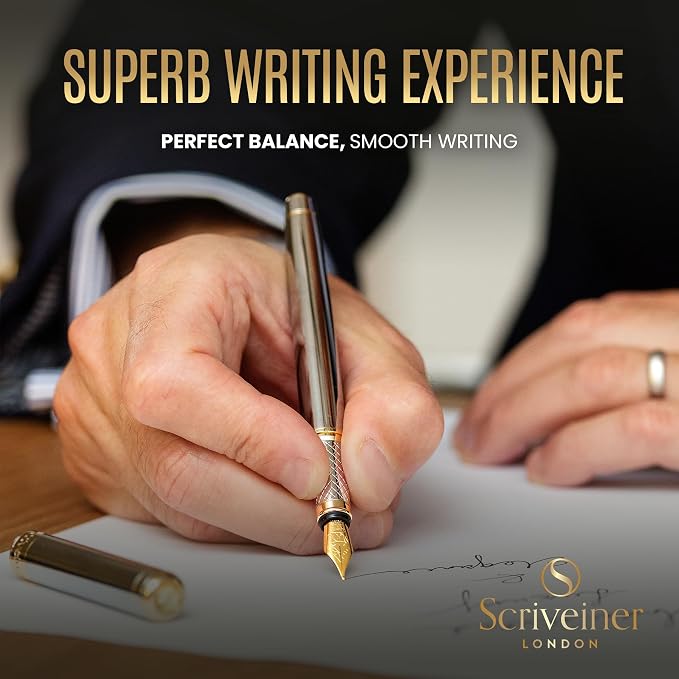 Scriveiner Personalized Silver Chrome Fountain Pen - Image 4