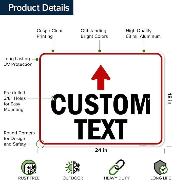 Custom Arrow, Custom Directional Sign, Up Arrow, 18x24 Inches, Rust Free .063 - Image 6